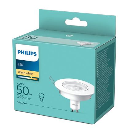 LED Χωνευτό φωτιστικό Philips 1xGU10/4,7W/230V 2700K