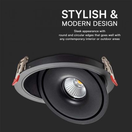 LED Χωνευτό φωτιστικό σποτ LED/12W/230V 3000/4000/6400K διάμετρος 12 cm μαύρο