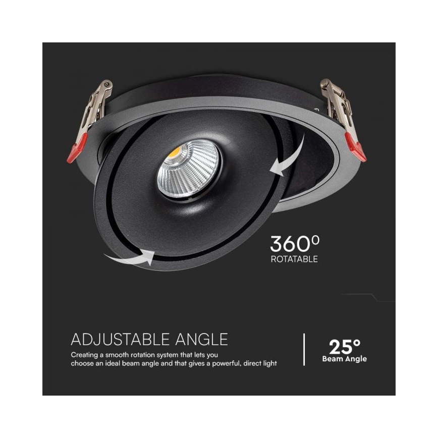 LED Χωνευτό φωτιστικό σποτ LED/12W/230V 3000/4000/6400K διάμετρος 12 cm μαύρο
