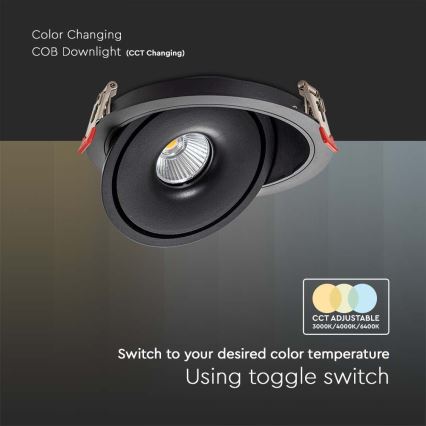 LED Χωνευτό φωτιστικό σποτ LED/12W/230V 3000/4000/6400K διάμετρος 12 cm μαύρο
