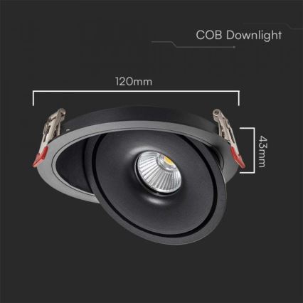 LED Χωνευτό φωτιστικό σποτ LED/12W/230V 3000/4000/6400K διάμετρος 12 cm μαύρο