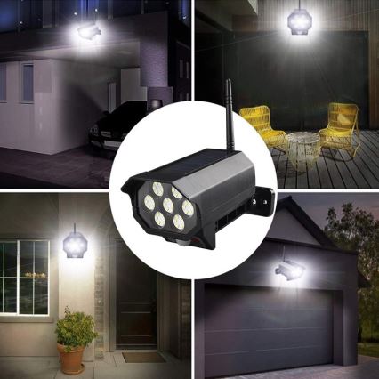LED Ψεύτικη κάμερα ασφαλείας με αισθητήρα και με ηλιακό πάνελ LED/5W/5,5V 800 mAh IP65 + τηλεχειριστήριο