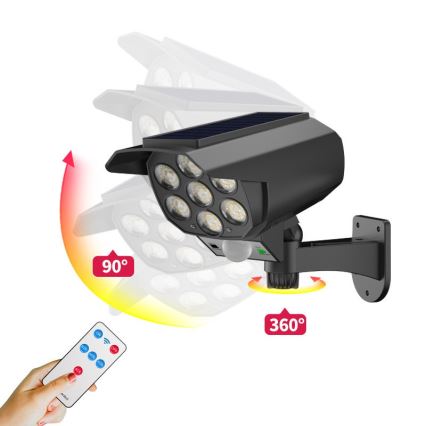 LED Ψεύτικη κάμερα ασφαλείας με αισθητήρα και με ηλιακό πάνελ LED/5W/5,5V 800 mAh IP65 + τηλεχειριστήριο