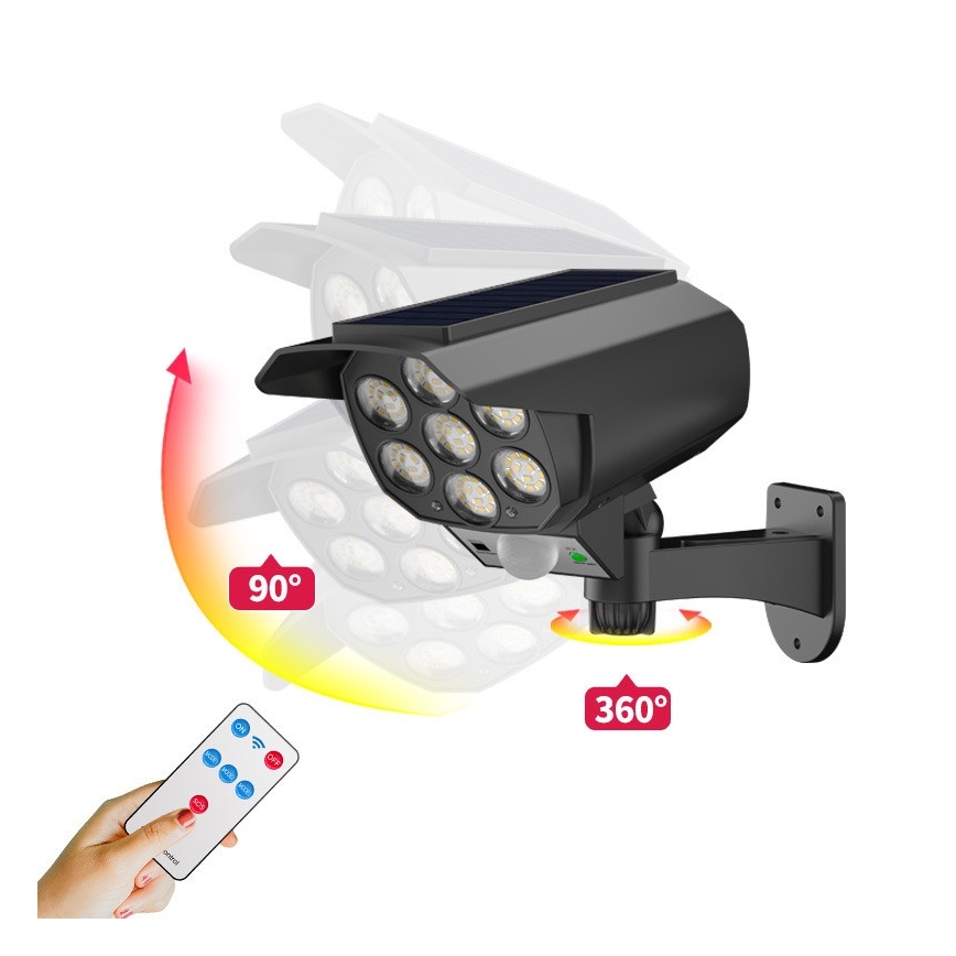 LED Ψεύτικη κάμερα ασφαλείας με αισθητήρα και με ηλιακό πάνελ LED/5W/5,5V 800 mAh IP65 + τηλεχειριστήριο