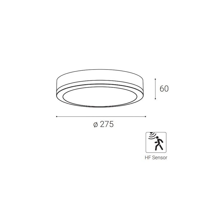 LED2 - Φωτιστικό οροφής εξωτερικού χώρου LED με αισθητήρα KERY LED/18W/230V IP65 μαύρο