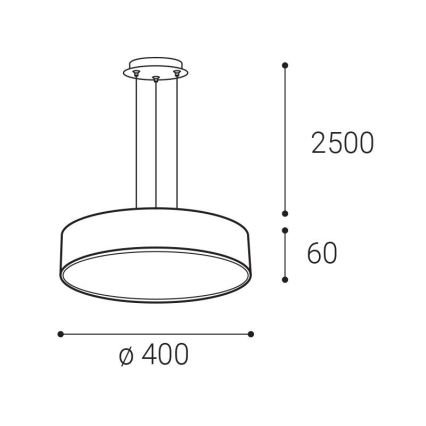 LED2 - LED Κρεμαστό φωτιστικό με καλώδιο MONO SLIM LED/30W/230V 2700/3000K/4000K διάμ. 40 cm μαύρο