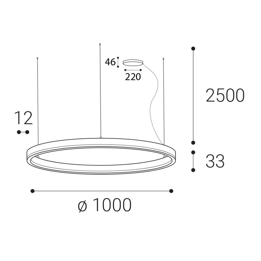LED2 - Led Dimmable κρεμαστό φωτιστικό οροφής CIRCLE LED/80W/230V 3000K/4000K διάμετρος 100 cm λευκό