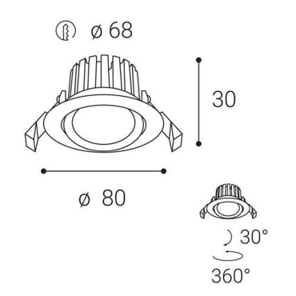 LED2 - LED Dimmable χωνευτό φωτιστικό μπάνιου MAX LED/8W/230V 3000K IP65