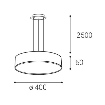 LED2 - LED κρεμαστό φωτιστικό με καλώδιο MONO SLIM LED/30W/230V 3000K/4000K διάμ. 40 cm λευκό
