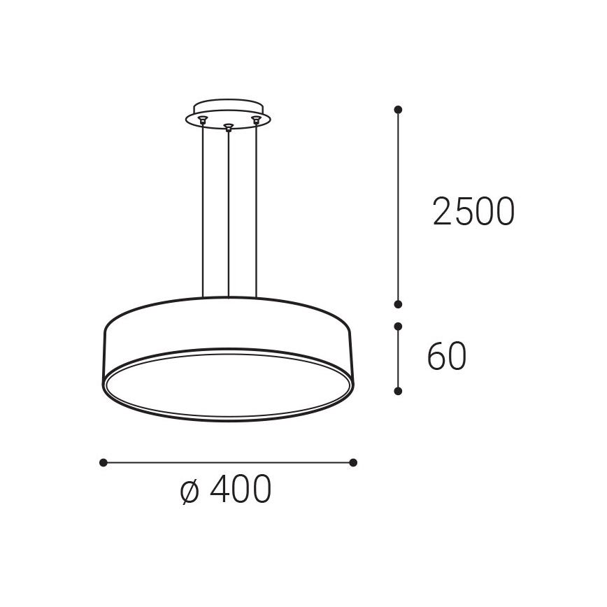 LED2 - LED κρεμαστό φωτιστικό με καλώδιο MONO SLIM LED/30W/230V 3000K/4000K διάμ. 40 cm λευκό
