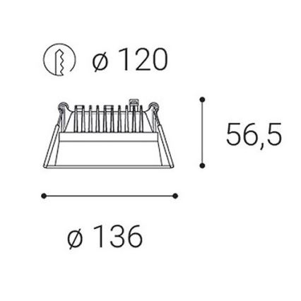 LED2-LED Ντιμαριζόμενο χωνευτό φωτιστικό μπάνιου ZETA LED/15W/230V 4000K IP44