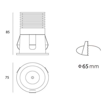 LED2 - LED Χωνευτό φωτιστικό RAY LED/10W/230V λευκό IP44