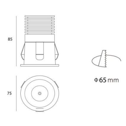 LED2 - LED Χωνευτό φωτιστικό μπάνιου RAY LED/10W/230V μαύρο IP44