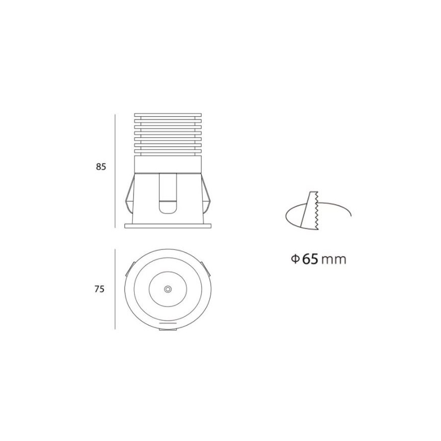 LED2 - LED Χωνευτό φωτιστικό μπάνιου RAY LED/10W/230V μαύρο IP44