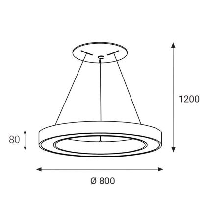 LED2 - Κρεμαστό φωτιστικό οροφής LED SATURN LED/80W/230V 3000K διάμετρος 80 cm μαύρο