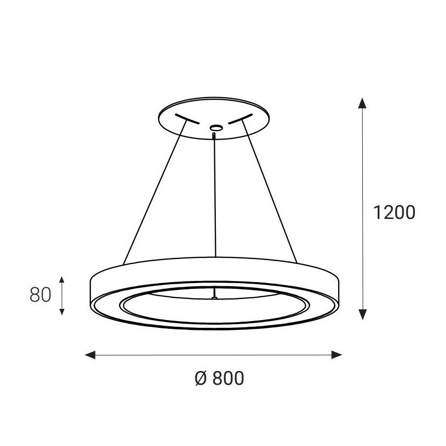 LED2 - Κρεμαστό φωτιστικό οροφής LED SATURN LED/80W/230V 3000K διάμετρος 80 cm μαύρο