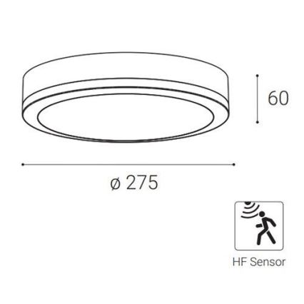 LED2 - Φωτιστικό οροφής εξωτερικού χώρου LED με αισθητήρα KERY LED/18W/230V IP65 μαύρο