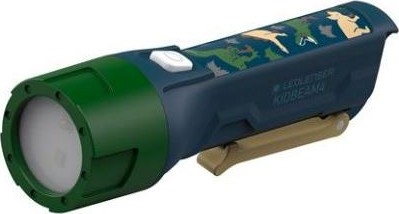 Ledlenser KIDBEAM4 DINO - φακός LED για παιδιά με ρυθμιζόμενη φωτεινότητα, τροφοδοσία 2xAAA, IP44, πράσινος