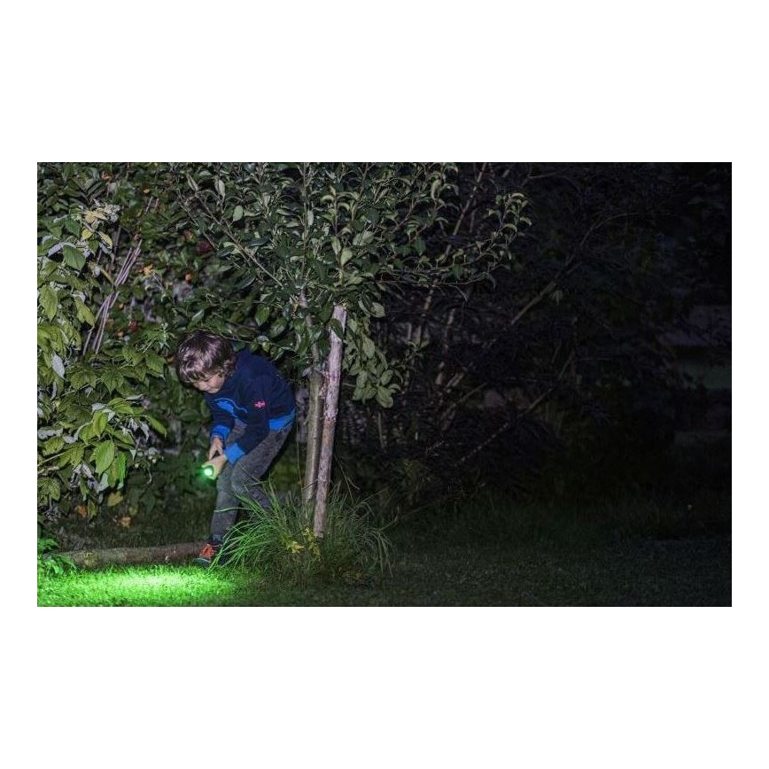 Ledlenser KIDBEAM4 DINO - φακός LED για παιδιά με ρυθμιζόμενη φωτεινότητα, τροφοδοσία 2xAAA, IP44, πράσινος