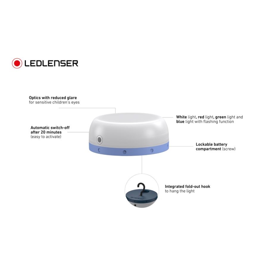 Ledlenser KIDCAMP6 RAINBOW - Ρυθμιζόμενη φορητή λάμπα LED/3xAAA IP44 μπλε