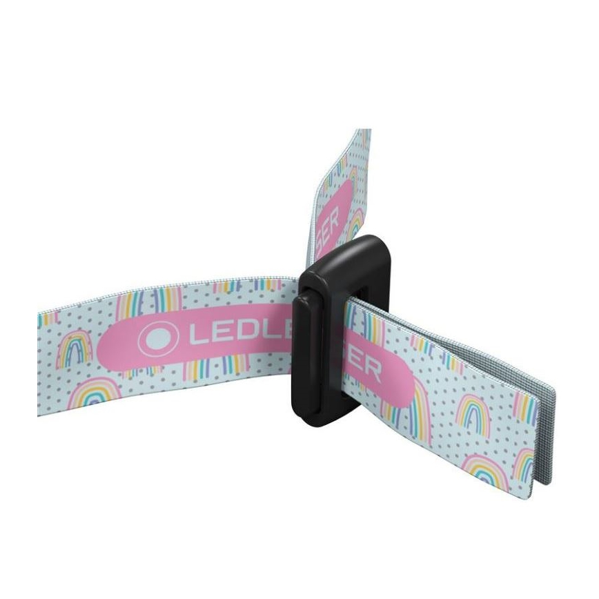 Ledlenser KIDLED2 RAINBOW - Ρυθμιζόμενος παιδικός φακός κεφαλής LED LED/1xAAA IPX4 40 lm 20h μωβ