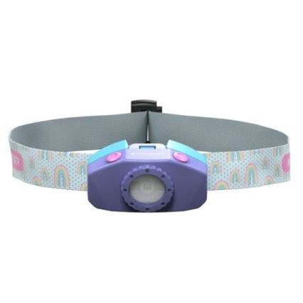 Ledlenser KIDLED2 RAINBOW - Ρυθμιζόμενος παιδικός φακός κεφαλής LED LED/1xAAA IPX4 40 lm 20h μωβ
