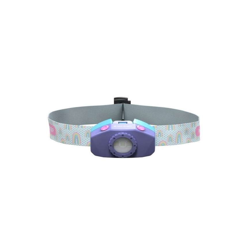 Ledlenser KIDLED2 RAINBOW - Ρυθμιζόμενος παιδικός φακός κεφαλής LED LED/1xAAA IPX4 40 lm 20h μωβ