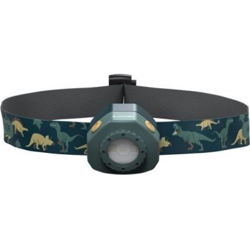 Ledlenser KIDLED4R DINO - Επαναφορτιζόμενος, ρυθμιζόμενος παιδικός φακός κεφαλής LED/280 mAh IPX4 40 lm 18 h πράσινος