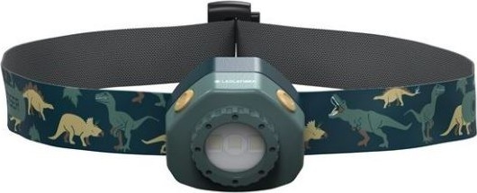 Ledlenser KIDLED4R DINO - Επαναφορτιζόμενος, ρυθμιζόμενος παιδικός φακός κεφαλής LED/280 mAh IPX4 40 lm 18 h πράσινος