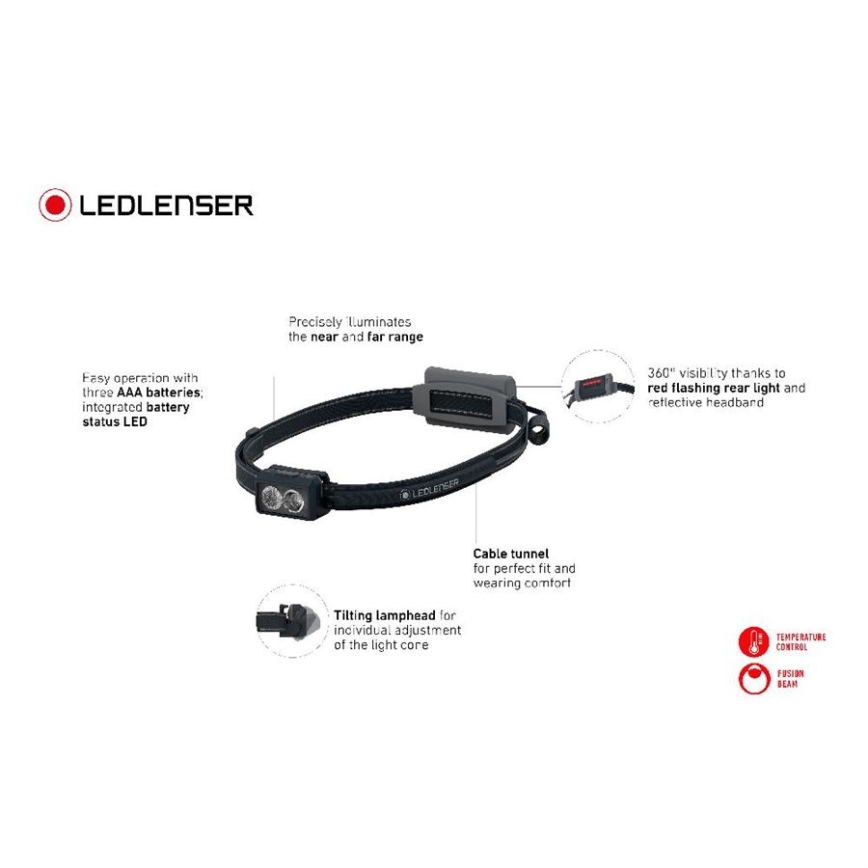 Ledlenser NEO3 - Φακός κεφαλής LED με ρύθμιση φωτεινότητας LED/3xAAA IP54 400 lm 20 h μαύρο/λευκό