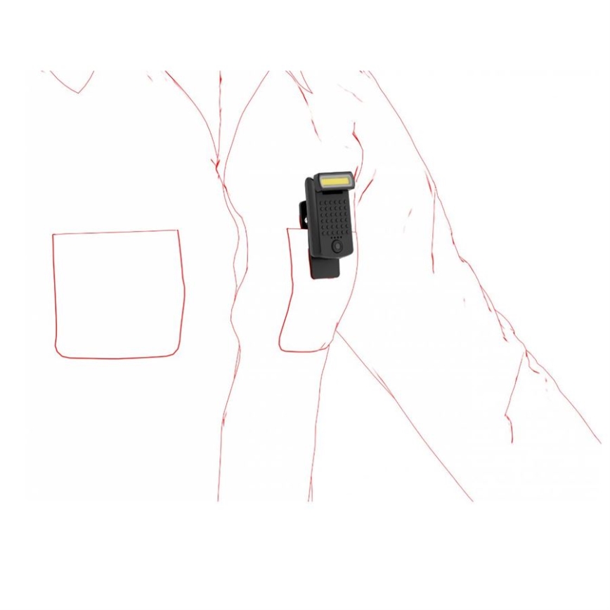 Ledlenser W1R - LED επαναφορτιζόμενος φακός εργασίας με κλιπ και ρύθμιση φωτεινότητας LED/740 mAh IP54 220 lm