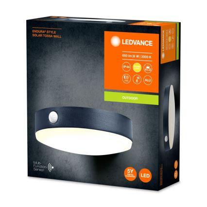 Ledvance - LED ηλιακό φωτιστικό τοίχου με αισθητήρα κίνησης και λυκόφωτος ENDURA STYLE LED/6W/3,7V 1420 mAh IP44