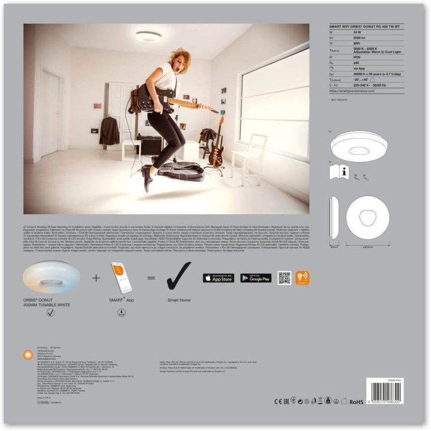 Ledvance - LED Φως dimmer SMART+ DONUT LED/24W/230V 3000K-6500K Wi-Fi