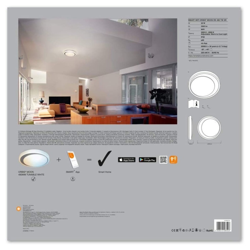 Ledvance - LED Φως dimmer SMART+ MOON LED/32W/230V 3000K-6500K Wi-Fi
