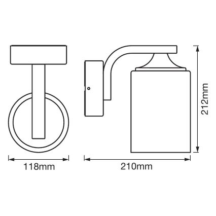 Ledvance - Φωτιστικό τοίχου εξωτερικού χώρου CYLINDER 1xE27/60W/230V IP43