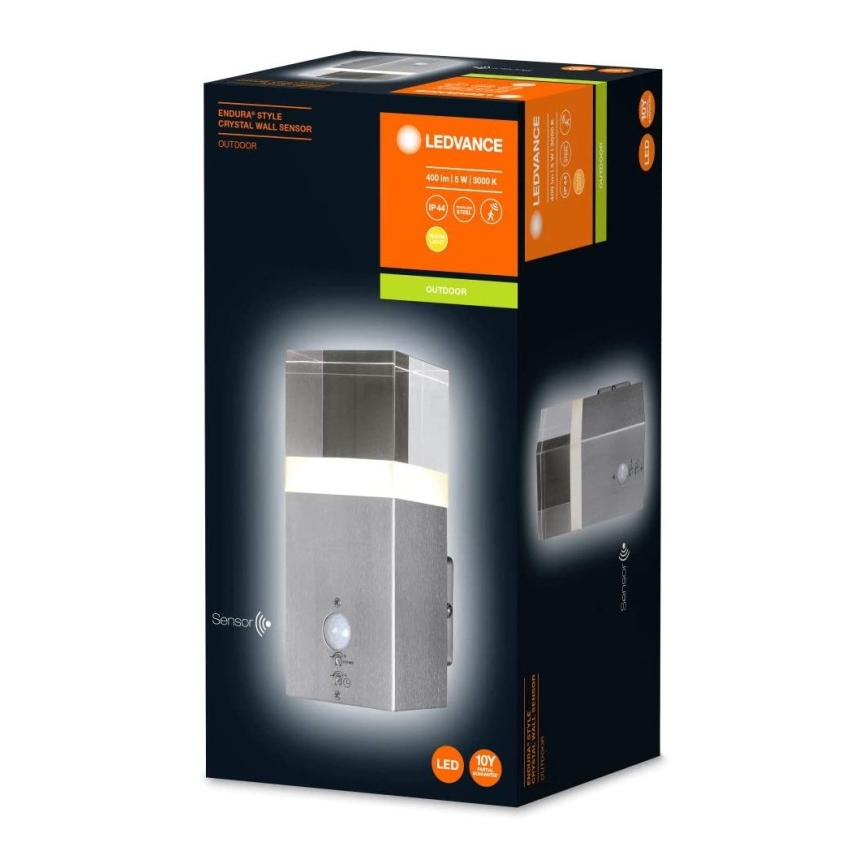 Ledvance - Φωτιστικό τοίχου εξωτερικού χώρου LED με αισθητήρα CRYSTAL 1xLED/5W/230V IP44