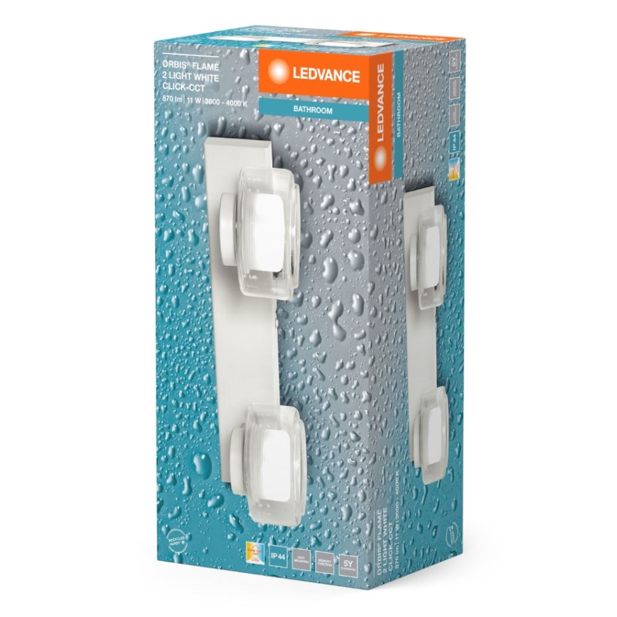 Ledvance - Φωτιστικό τοίχου μπάνιου LED ORBIS FLAME 2xLED/5,5W/230V 3000/4000K IP44 λευκό