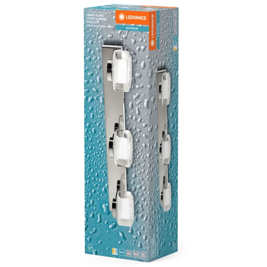 Ledvance-Φωτιστικό τοίχου μπάνιου LED ORBIS FLAME 3xLED/5,5W/230V IP44 χρώμιο