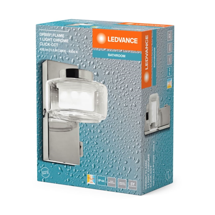 Ledvance - Φωτιστικό τοίχου μπάνιου LED ORBIS FLAME LED/5,5W/230V 3000/4000K IP44 χρώμιο