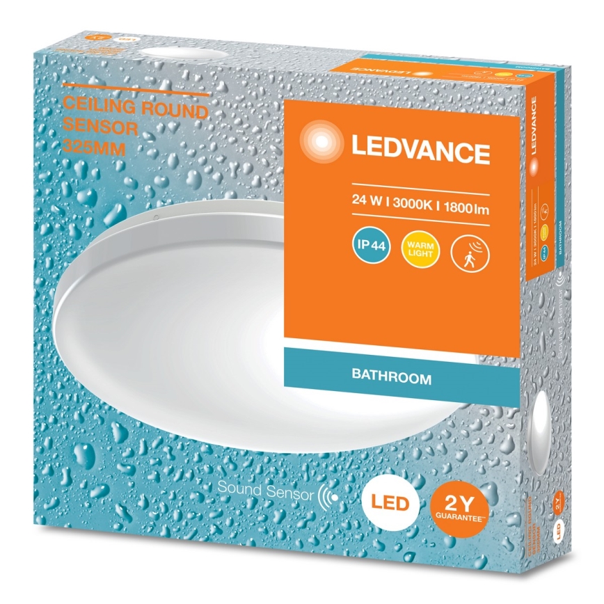 Ledvance - LED φωτιστικό οροφής για μπάνιο με αισθητήρα σούρουπου CEILING ROUND LED/24W/230V IP44