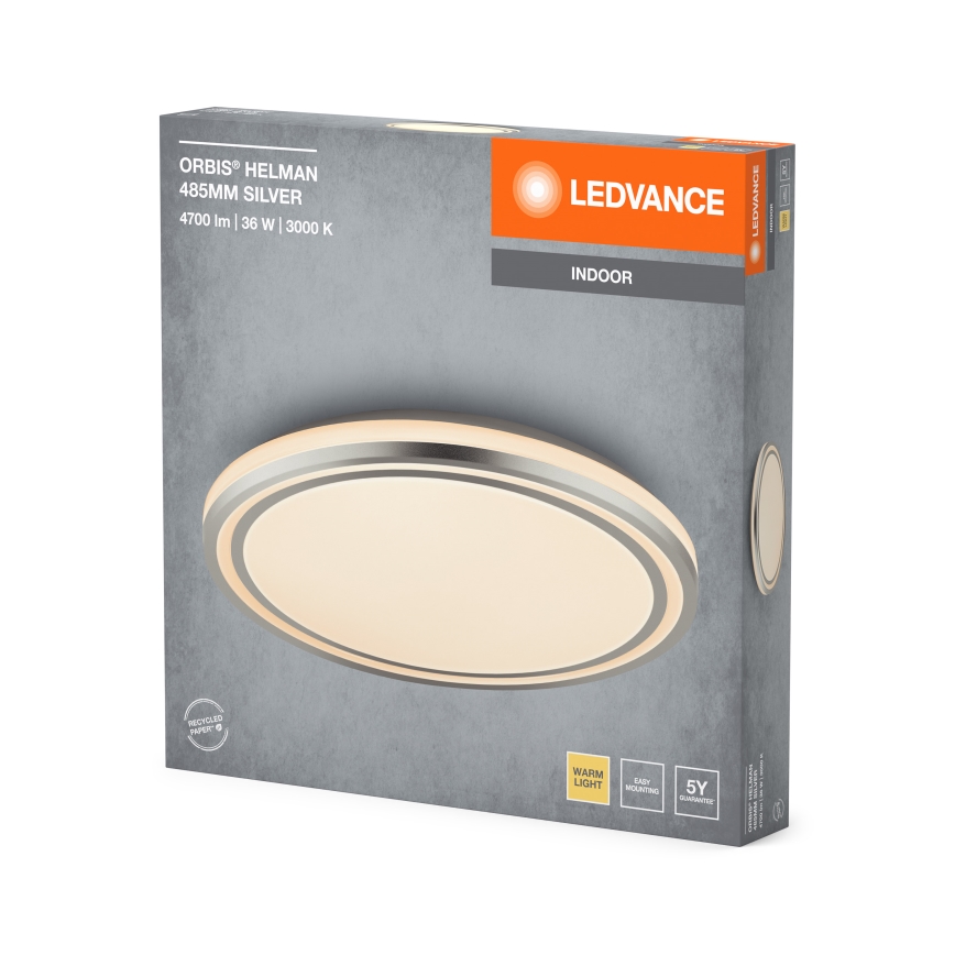 Ledvance - Φωτιστικό οροφής LED ORBIS HELMAN LED/36W/230V διάμετρος 48,5 cm ασημί