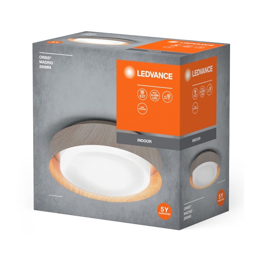 Ledvance - Φωτιστικό οροφής ORBIS MADRID 2xE27/10W/230V ξύλο