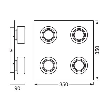 Ledvance - Φωτιστικό οροφής μπάνιου LED ORBIS FLAME 4xLED/5,5W/230V 3000/4000K IP44 μαύρο