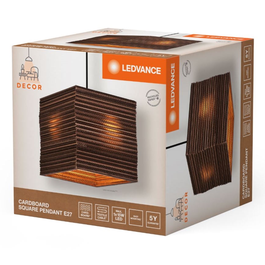 Ledvance - Κρεμαστό φωτιστικό οροφής DECOR CARDBOARD 1xE27/15W/230V 25x25 cm