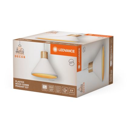 Ledvance - Κρεμαστό φωτιστικό οροφής DECOR PLASTER 1xE27/25W/230V διάμετρος 22 cm plaster λευκό