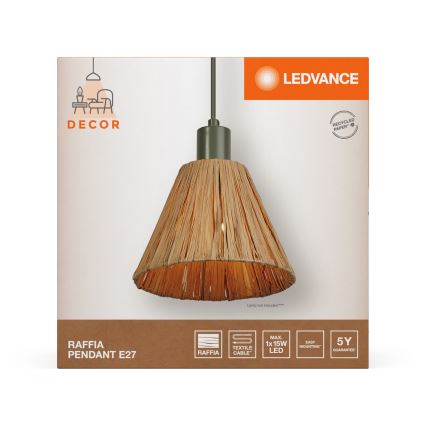 Ledvance - Κρεμαστό φωτιστικό οροφής DECOR RAFFIA 1xE27/15W/230V ίνες raffia