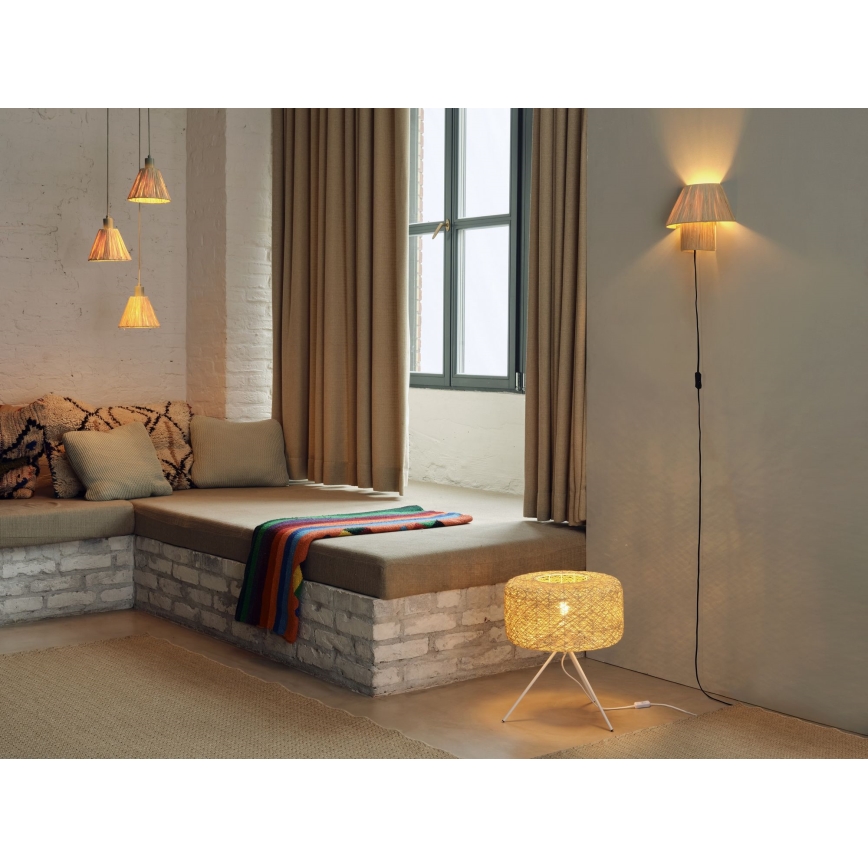 Ledvance - Κρεμαστό φωτιστικό οροφής DECOR RAFFIA 3xE27/15W/230V ίνες raffia