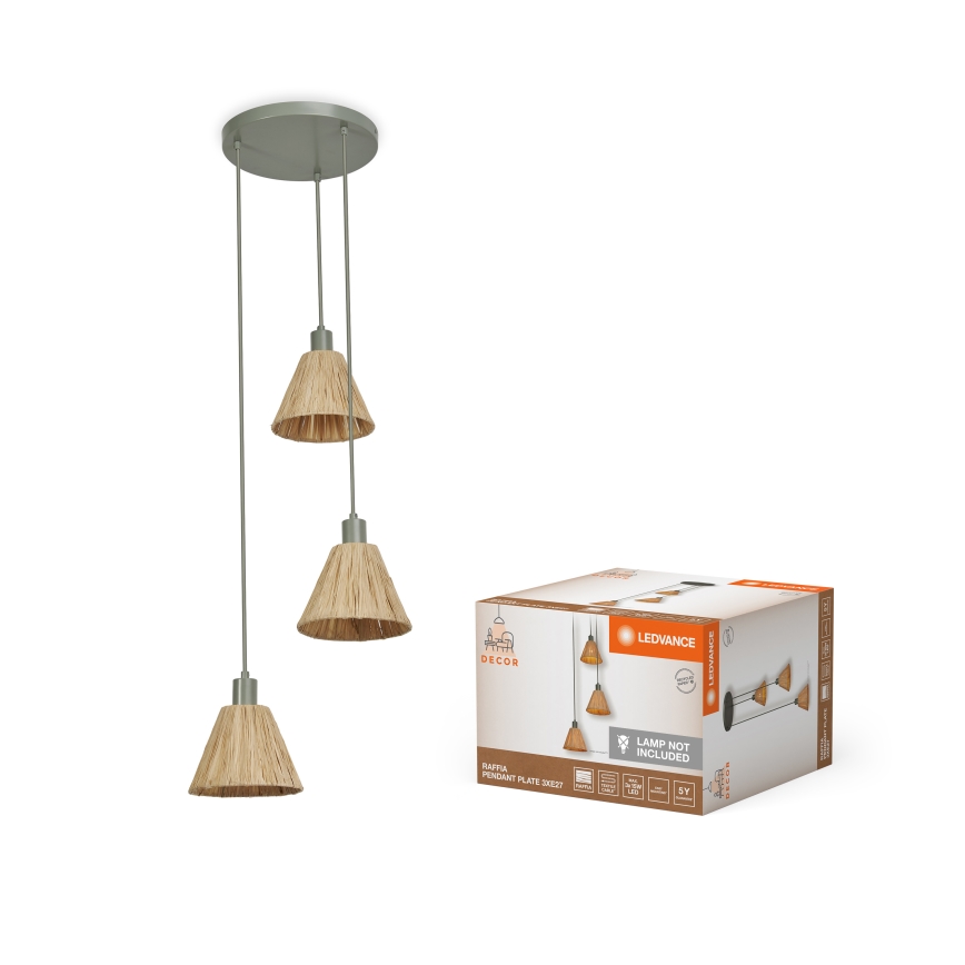 Ledvance - Κρεμαστό φωτιστικό οροφής DECOR RAFFIA 3xE27/15W/230V ίνες raffia