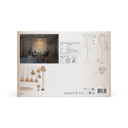 Ledvance - Κρεμαστό φωτιστικό οροφής DECOR RAFFIA 3xE27/15W/230V ίνες raffia