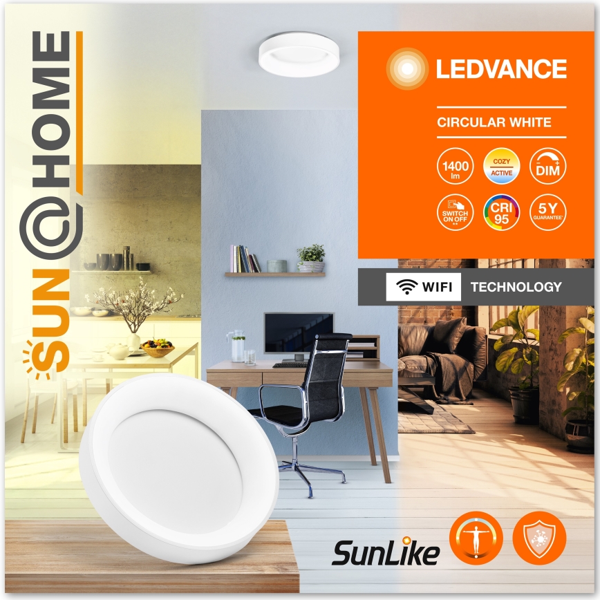Ledvance-LED Ρυθμιζόμενο φωτιστικό οροφής SUN@HOME CIRCULAR LED/18,5W/230V Wi-Fi